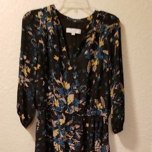 LOFT Wild Prairie Black Floral Shirtdress